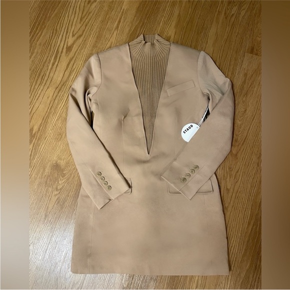 STAUD Mott Dress Camel.Incredible design,combining a dress,jacket and a sweater. - Picture 8 of 12